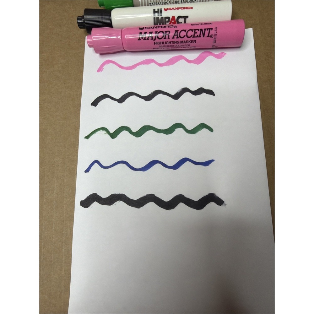 Vtg Permanent Marker Lot Sanford King Hi-Impact Some Smelly & Major Accent - Picture 3 of 3